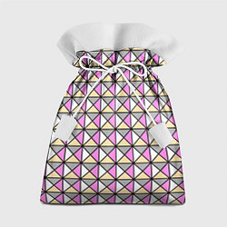 Мешок для подарков Геометрический треугольники бело-серо-розовый, цвет: 3D-принт