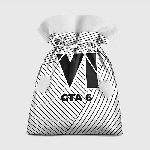 Подарочный мешок Символ GTA 6 на светлом фоне с полосами / 3D-принт – фото 1