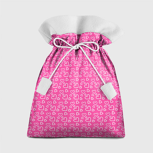 Подарочный мешок Паттерн маленький сердечки розовый / 3D-принт – фото 1