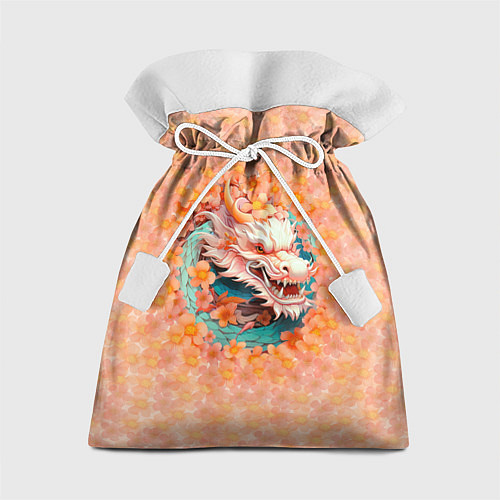 Подарочный мешок Китайский дракон в розовых цветах / 3D-принт – фото 1