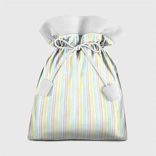 Подарочный мешок Тонкие цветные полосы на белом / 3D-принт – фото 1