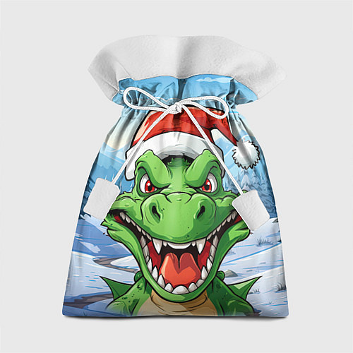 Подарочный мешок Зеленый дракон на зимнем пейзаже / 3D-принт – фото 1