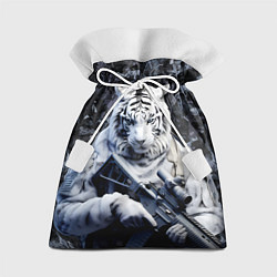 Мешок для подарков Белый тигр солдат зима, цвет: 3D-принт