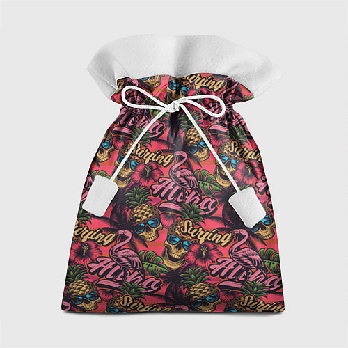 Подарочный мешок Черепа из ананасов и розовые фламинго / 3D-принт – фото 1