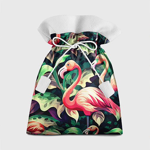 Подарочный мешок Камуфляж розовый фламинго / 3D-принт – фото 1