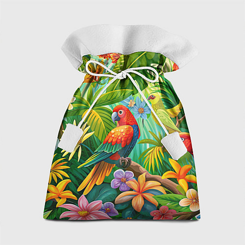 Подарочный мешок Попугаи - экзотические птицы / 3D-принт – фото 1