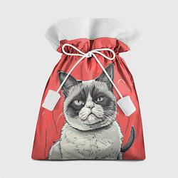 Мешок для подарков Недовольный кот на день святого Валентина, цвет: 3D-принт