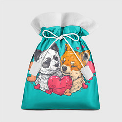 Мешок для подарков Влюбленная собачка и лисичка, цвет: 3D-принт