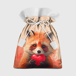Мешок для подарков Лисичка держит сердце 14 февраля, цвет: 3D-принт