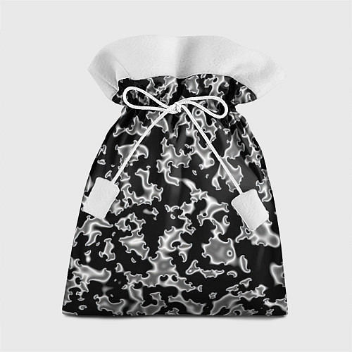 Подарочный мешок Капли жидкого металла - камуфляж на чёрном / 3D-принт – фото 1
