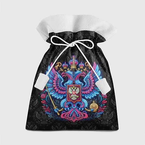 Подарочный мешок Неоновый герб России / 3D-принт – фото 1