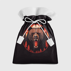 Мешок для подарков Голова медведя гризли, цвет: 3D-принт