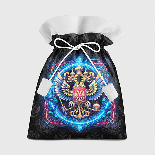 Подарочный мешок Яркий неоновый герб России / 3D-принт – фото 1