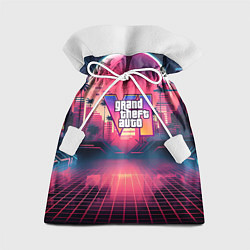 Мешок для подарков GTA 6 logo retro night, цвет: 3D-принт