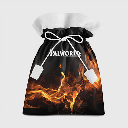 Подарочный мешок Palworld логотип на черном фоне с огнем / 3D-принт – фото 1