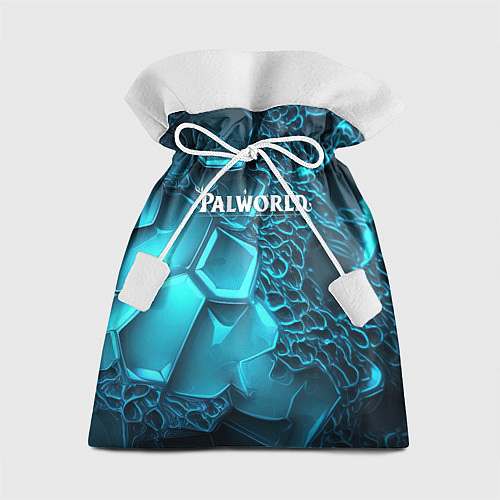 Подарочный мешок Palworld логотип на ярких синих неоновых плитах / 3D-принт – фото 1