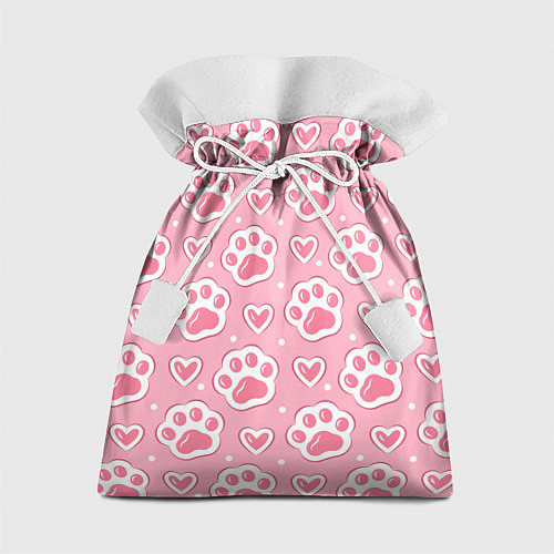 Подарочный мешок Кошачьи лапки и сердечки / 3D-принт – фото 1