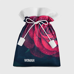 Мешок для подарков Красная роза на чёрном - woman, цвет: 3D-принт