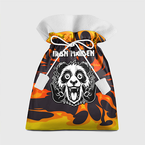 Подарочный мешок Iron Maiden рок панда и огонь / 3D-принт – фото 1