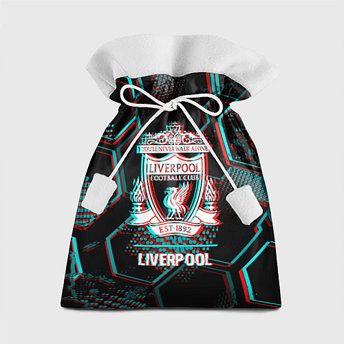 Подарочный мешок Liverpool FC в стиле glitch на темном фоне / 3D-принт – фото 1