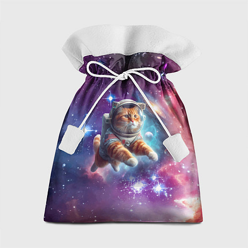 Подарочный мешок Котик смелый космонавт - нейросеть / 3D-принт – фото 1