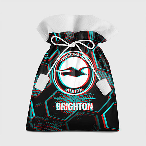 Подарочный мешок Brighton FC в стиле glitch на темном фоне / 3D-принт – фото 1