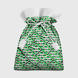 Мешок для подарков Зелёно-белый узор на чёрном фоне, цвет: 3D-принт