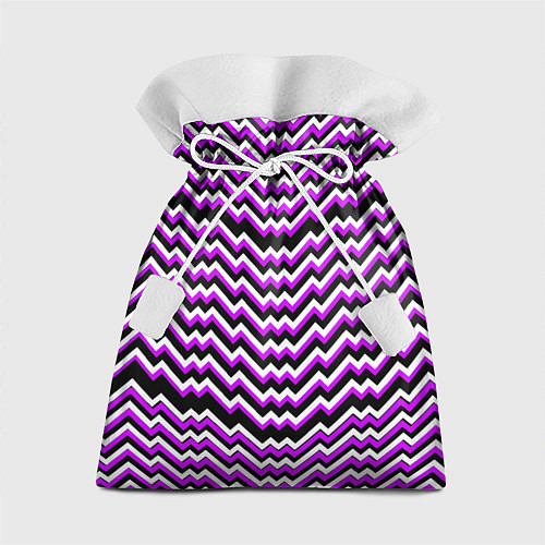Подарочный мешок Фиолетовые и белые ломаные линии / 3D-принт – фото 1