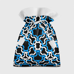 Мешок для подарков Сине-белые полосы на чёрном фоне, цвет: 3D-принт