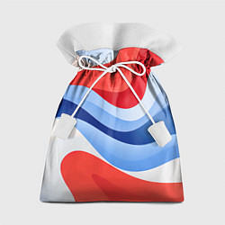 Мешок для подарков Волнистые полосы красные белые синие, цвет: 3D-принт