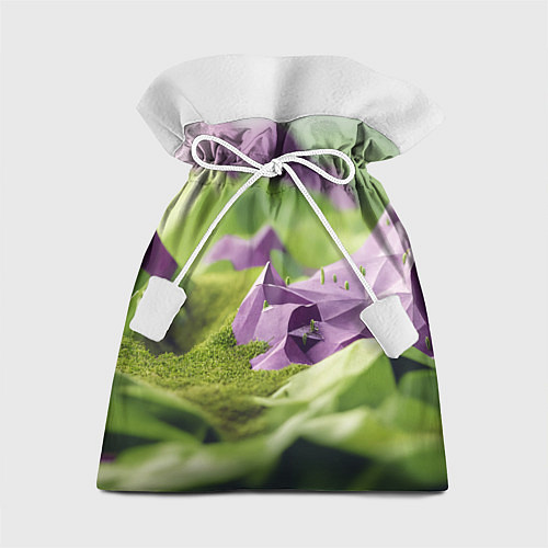 Подарочный мешок Геометрический пейзаж фиолетовый и зеленый / 3D-принт – фото 1