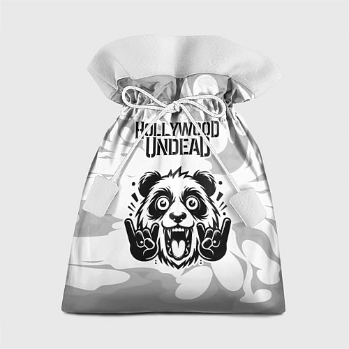 Подарочный мешок Hollywood Undead рок панда на светлом фоне / 3D-принт – фото 1