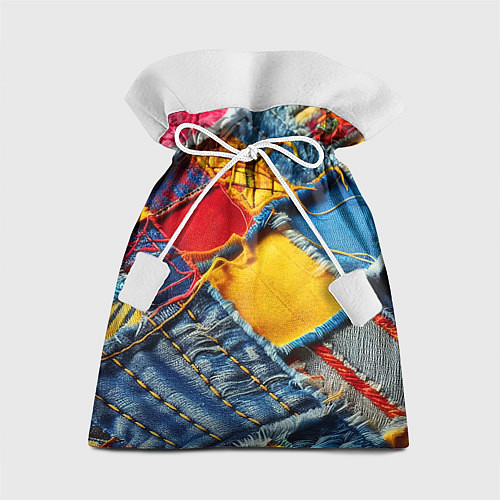 Подарочный мешок Colorful denim patchwork - ai art / 3D-принт – фото 1