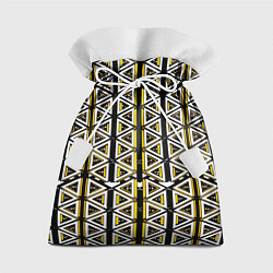 Мешок для подарков Жёлто-белые треугольники на чёрном фоне, цвет: 3D-принт