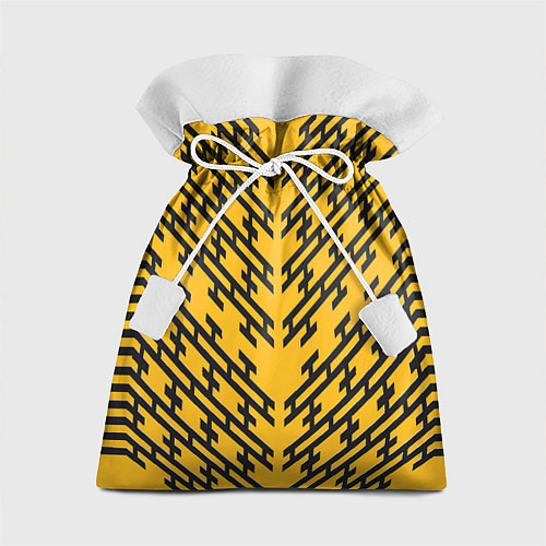 Подарочный мешок Чёрные полосы на жёлтом фоне / 3D-принт – фото 1