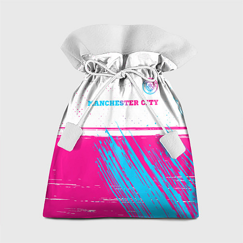 Подарочный мешок Manchester City neon gradient style посередине / 3D-принт – фото 1