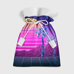 Мешок для подарков Vaporwave неоновые горы и пальмы, цвет: 3D-принт