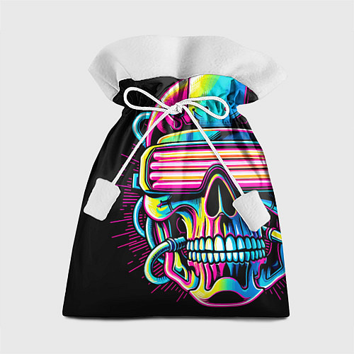 Подарочный мешок Cyber skull - ai art neon / 3D-принт – фото 1