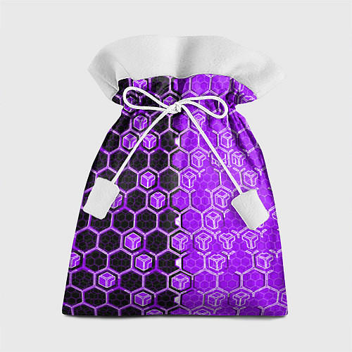 Подарочный мешок Техно-киберпанк шестиугольники фиолетовый и чёрный / 3D-принт – фото 1
