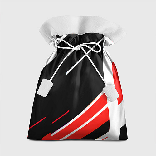 Подарочный мешок Бело-красные полосы на чёрном фоне / 3D-принт – фото 1