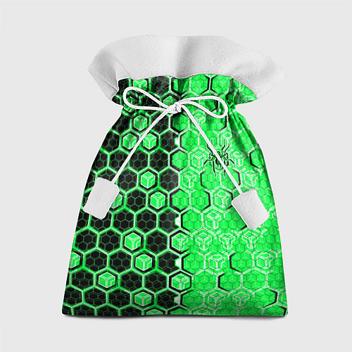 Подарочный мешок Техно-киберпанк шестиугольники зелёный и чёрный с / 3D-принт – фото 1