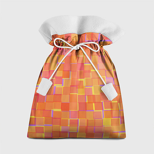 Подарочный мешок Россыпь оранжевых квадратов / 3D-принт – фото 1