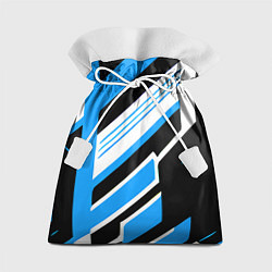 Мешок для подарков Бело-синие полосы на чёрном фоне, цвет: 3D-принт