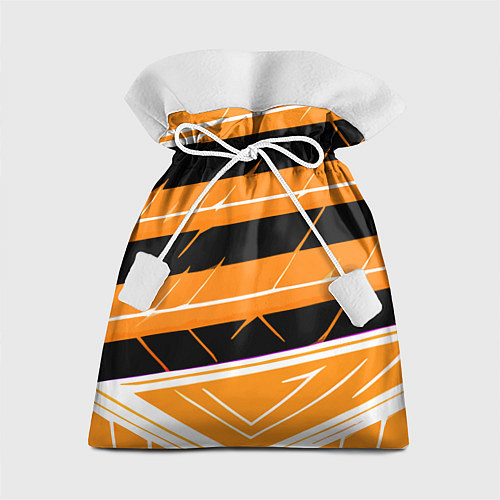 Подарочный мешок Чёрно-белые полосы на оранжевом фоне / 3D-принт – фото 1