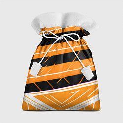 Мешок для подарков Чёрно-белые полосы на оранжевом фоне, цвет: 3D-принт