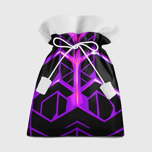 Подарочный мешок Фиолетовые линии на чёрном фоне / 3D-принт – фото 1