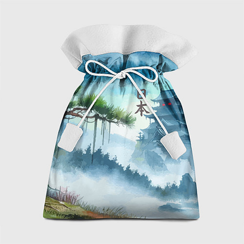 Подарочный мешок Японский пейзаж - акварель живопись / 3D-принт – фото 1