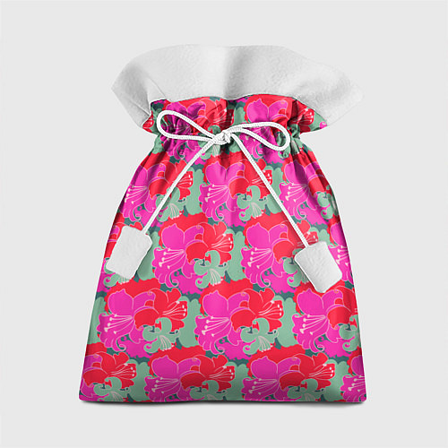 Подарочный мешок Красные синие желтые цветы лилии / 3D-принт – фото 1