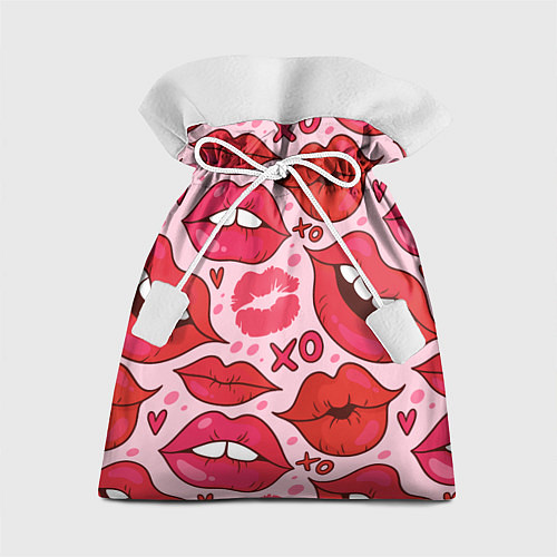 Подарочный мешок Губы ХО паттерн / 3D-принт – фото 1