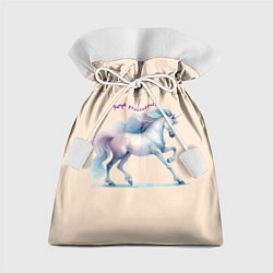 Мешок для подарков Чаруй реальность - единорог на бежевом, цвет: 3D-принт